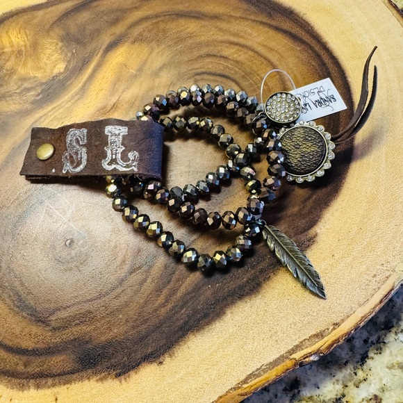 Sandra Ling Designs Upcycled Brown Bracelet Stack - Picture 6 of 7